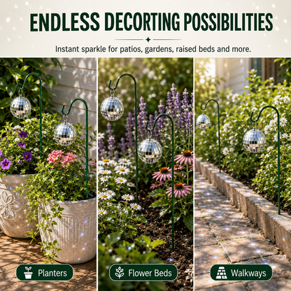 45% OFF🔥🪩Sparkling Disco Garden Stakes – Reflective Dancing Light Decor For Plants, Patio & Yard🏡