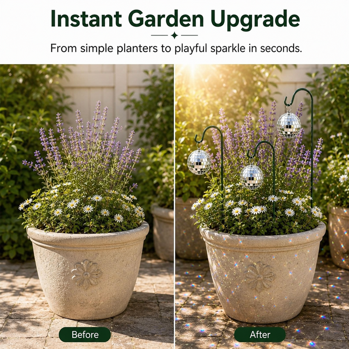 45% OFF🔥🪩Sparkling Disco Garden Stakes – Reflective Dancing Light Decor For Plants, Patio & Yard🏡