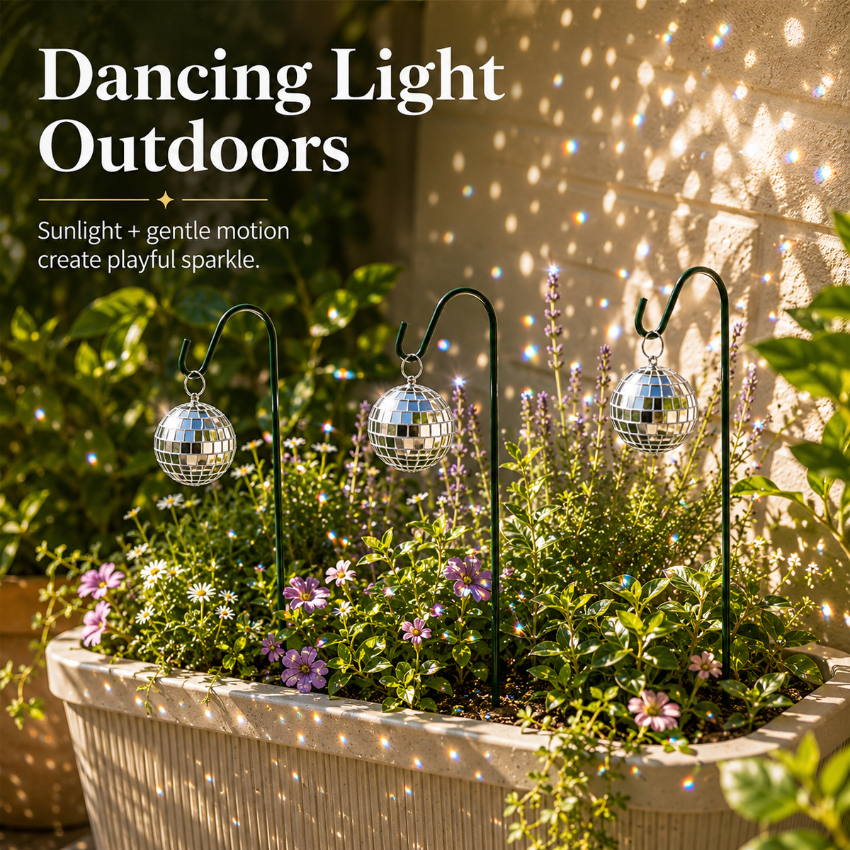 45% OFF🔥🪩Sparkling Disco Garden Stakes – Reflective Dancing Light Decor For Plants, Patio & Yard🏡