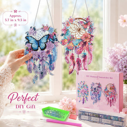 🦋DIY Crystal Dreamcatcher Suncatcher Kit - Sparkling Butterfly & Floral Hanging Window Decor