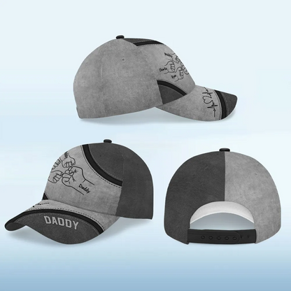 Casquette classique personnalisée Outline Fist Bump Daddy Grandpa, cadeau de fête des pères pour papa, pour grand-père, pour mari