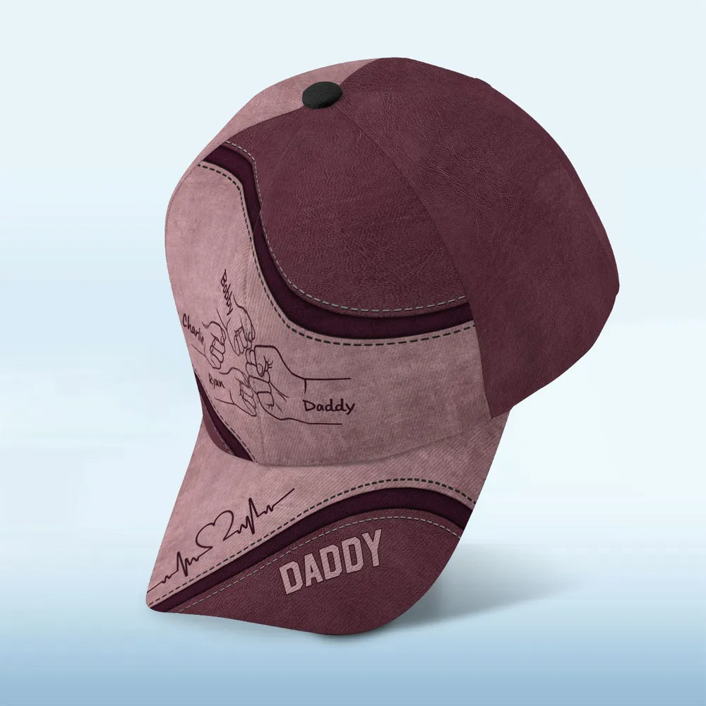 Casquette classique personnalisée Outline Fist Bump Daddy Grandpa, cadeau de fête des pères pour papa, pour grand-père, pour mari