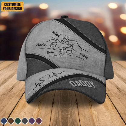Casquette classique personnalisée Outline Fist Bump Daddy Grandpa, cadeau de fête des pères pour papa, pour grand-père, pour mari