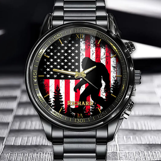 Personalized Bigfoot American Flag Watch