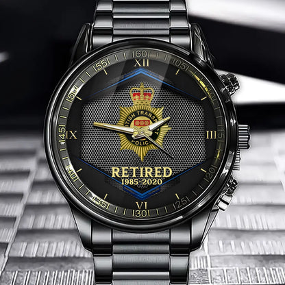 Montre personnalisée à l'heure personnalisée de la police britannique à la retraite
