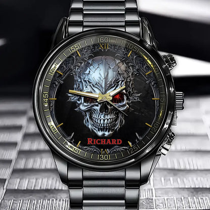 Personalized Infernal Skull Watch - Customizable for Bold Souls with Their Names