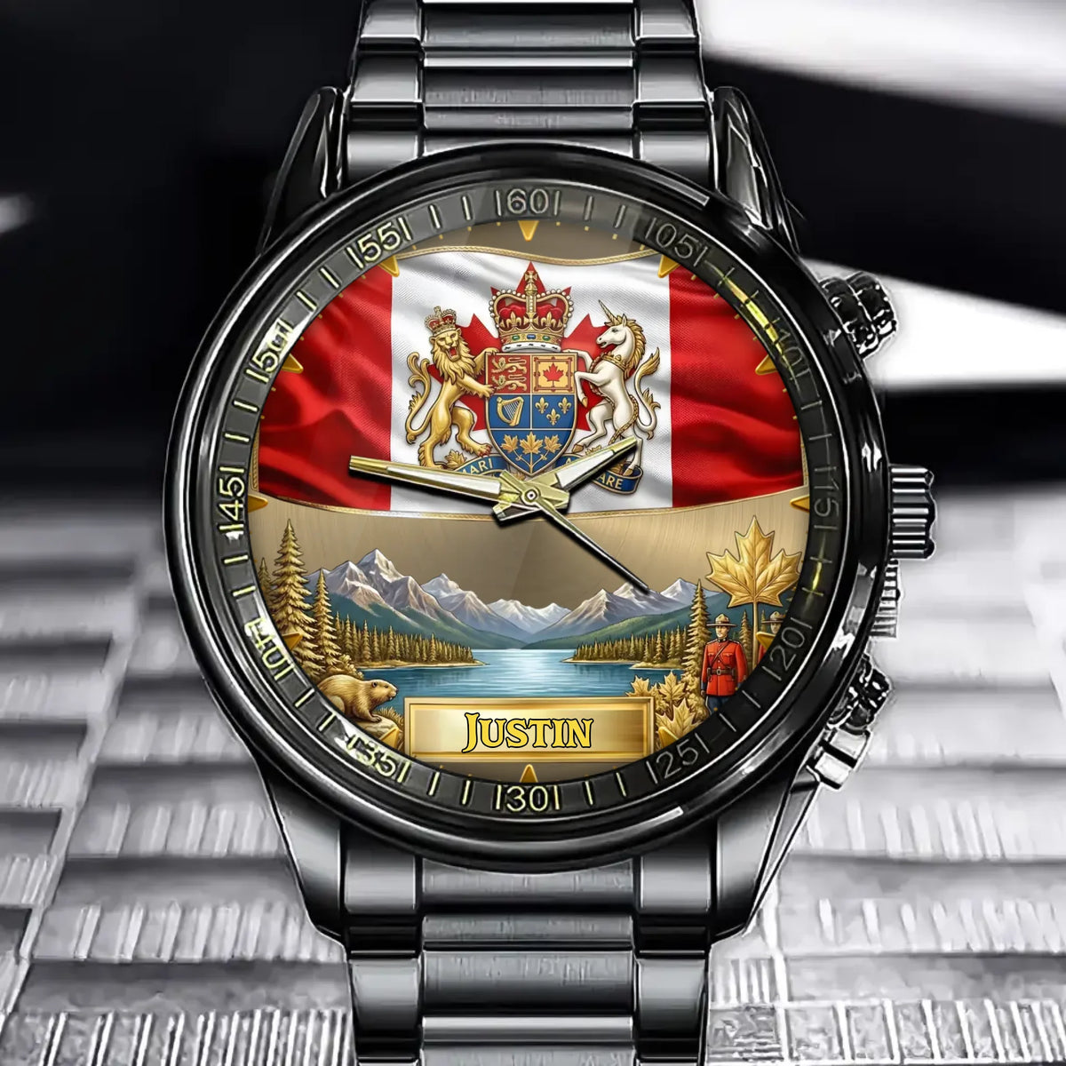 Personalized Canada Coat Of Arms Watch - Custom Engraving For National Pride