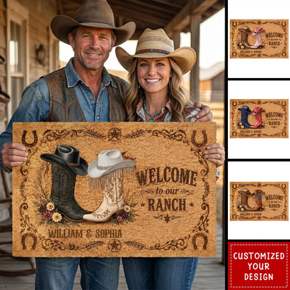 Custom Personalized Ranch Doormat - Personalized Welcome to Our Ranch Farm Style Mat