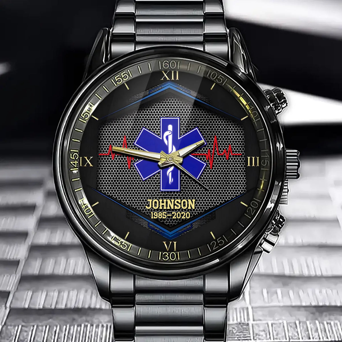 Custom First Responder Watch - Personalized EMS, EMT, Firefighter & Police Logo Gift With Name