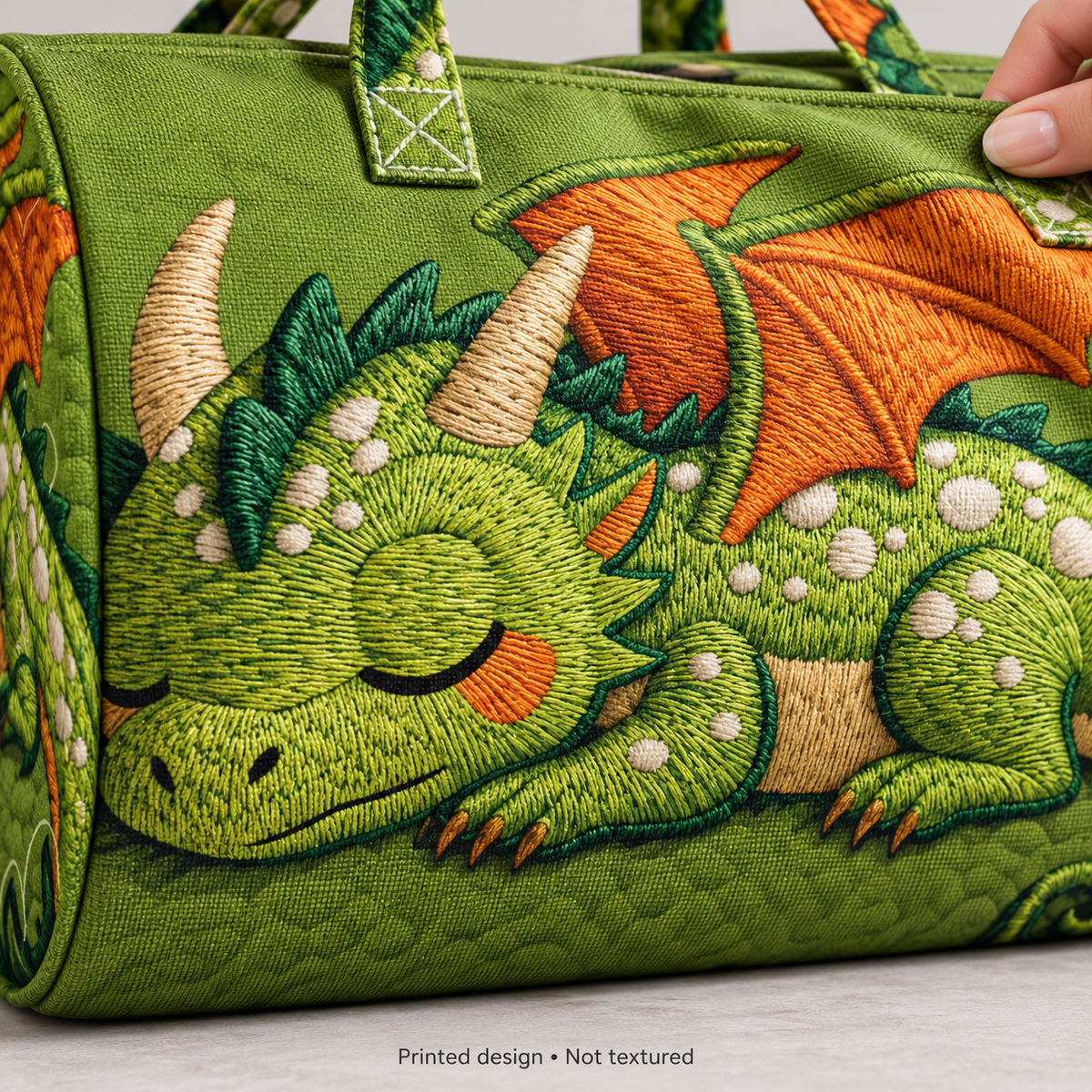 Cute Sleeping Dragon Quilted Duffel Bag – Fantasy Print Overnight & Weekender Travel Bag