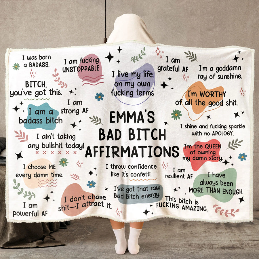 Bold Affirmations Blanket - Personalized Wearable Blanket Hoodie