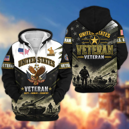 Premium US Veterans Zip Up Hoodie CPHN160912, Gifts For US Veterans, Gifts For Veterans Day.