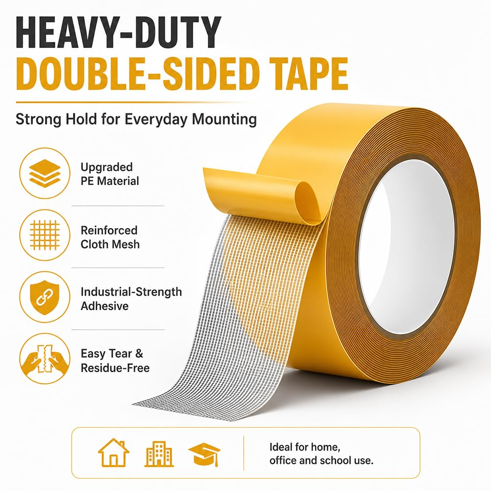 Waterproof Grid Double-Sided Tape - Heavy-Duty Mesh Mounting Tape For Home, Rugs & DIY