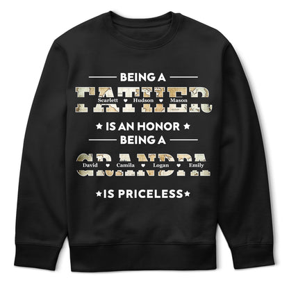 Ein Vater zu sein ist eine Ehre, ein Papa zu sein ist unbezahlbar – Geschenk für Väter, Opas – personalisiertes T-Shirt
